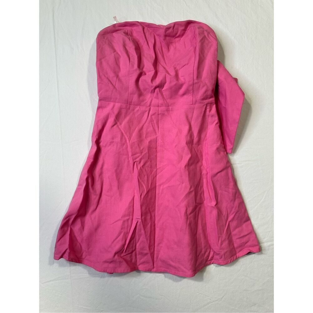 MainStrip strapless pink bow dress, size small